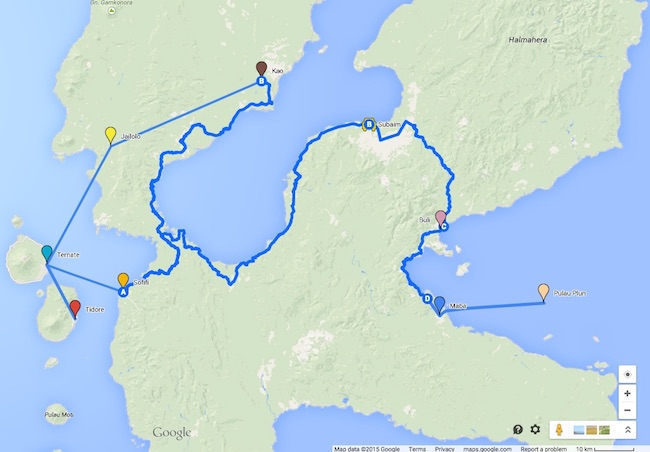 Peta Perjalanan selama di Maluku Utara.